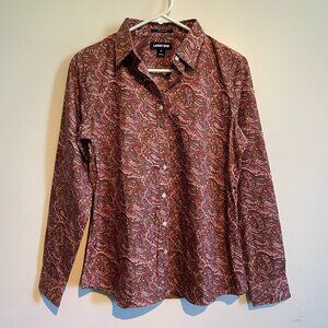 Lands' End Paisley No Iron Supima Cotton Button-Up Shirt NWOT